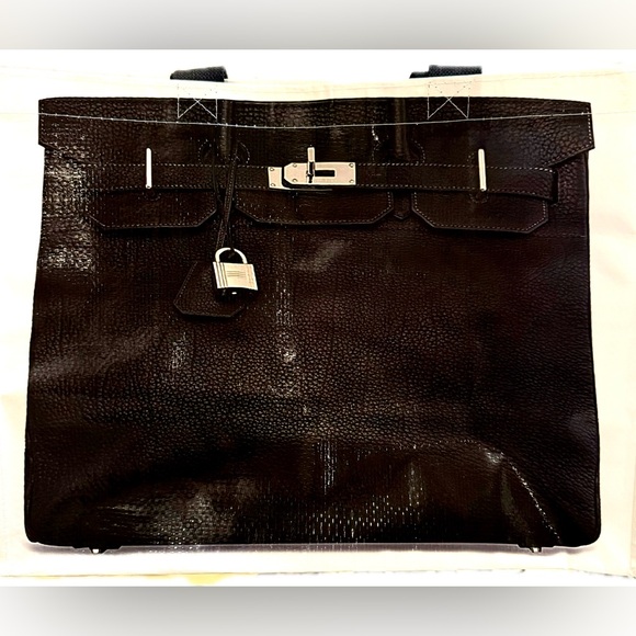 Grocery tote nylon bag with gorgeous black designer bag printed, lamin… - Picture 1 of 7